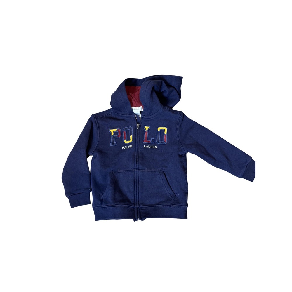 Polo Ralph Lauren Hoodie Toddler 24M Navy Full Zip POLO Spell Out Sweatshirt